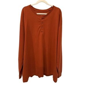 GAP Long Sleeve Soft Knit Henley Shirt Burnt Orange Men's XXXL Cotton Casual